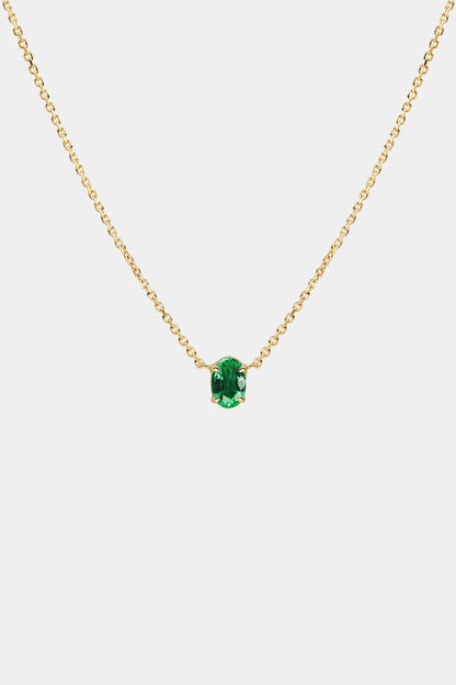Oval Emerald Necklace | 18K Gold