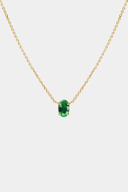 Oval Emerald Necklace | 18K Gold