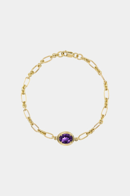 Roma Oval Gemstone Bracelet | Yellow Gold