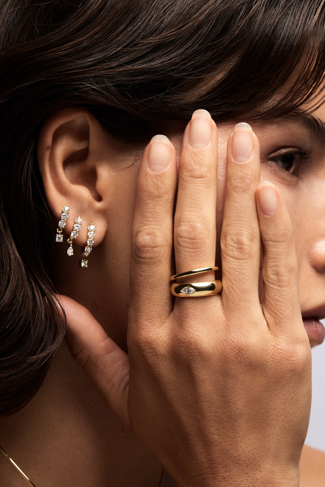 Double Band Sabine Ring | 9K Yellow Gold, Diamond Option Available