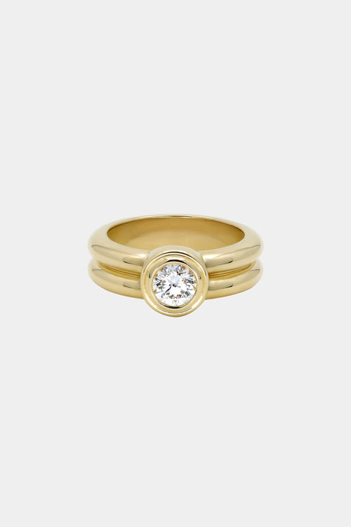Roma Round Diamond Ring | 18K Yellow Gold