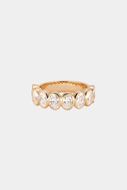 Oval Bezel Diamond Half Band | Gold