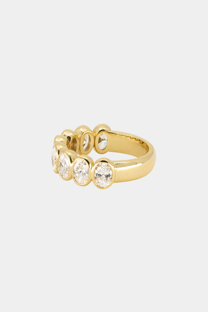 Oval Bezel Diamond Half Band | Gold