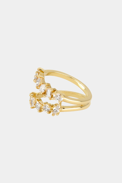 Double Band Scattered Diamond Ring | 18K Yellow Gold, (More Options Available)