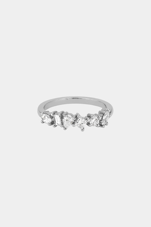 Scattered Diamond Ring | 18K White Gold
