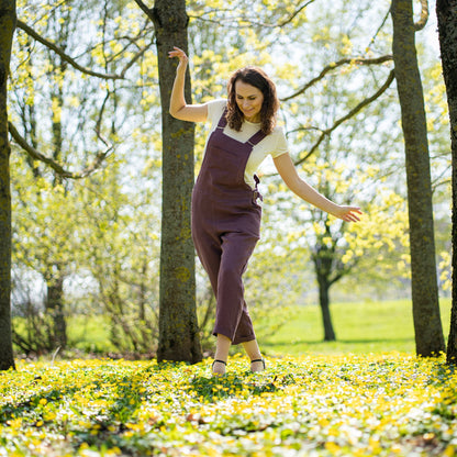 Linen Pinafore Jumpsuit Nicci Shadow Purple