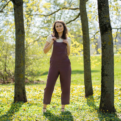 Linen Pinafore Jumpsuit Nicci Shadow Purple