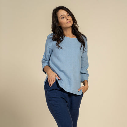 Linen Blouse Nora Cloudy Blue