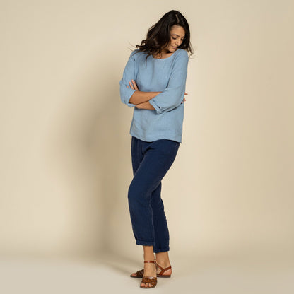 Linen Blouse Nora Cloudy Blue