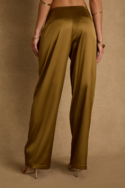 Olina Olive Satin Trousers