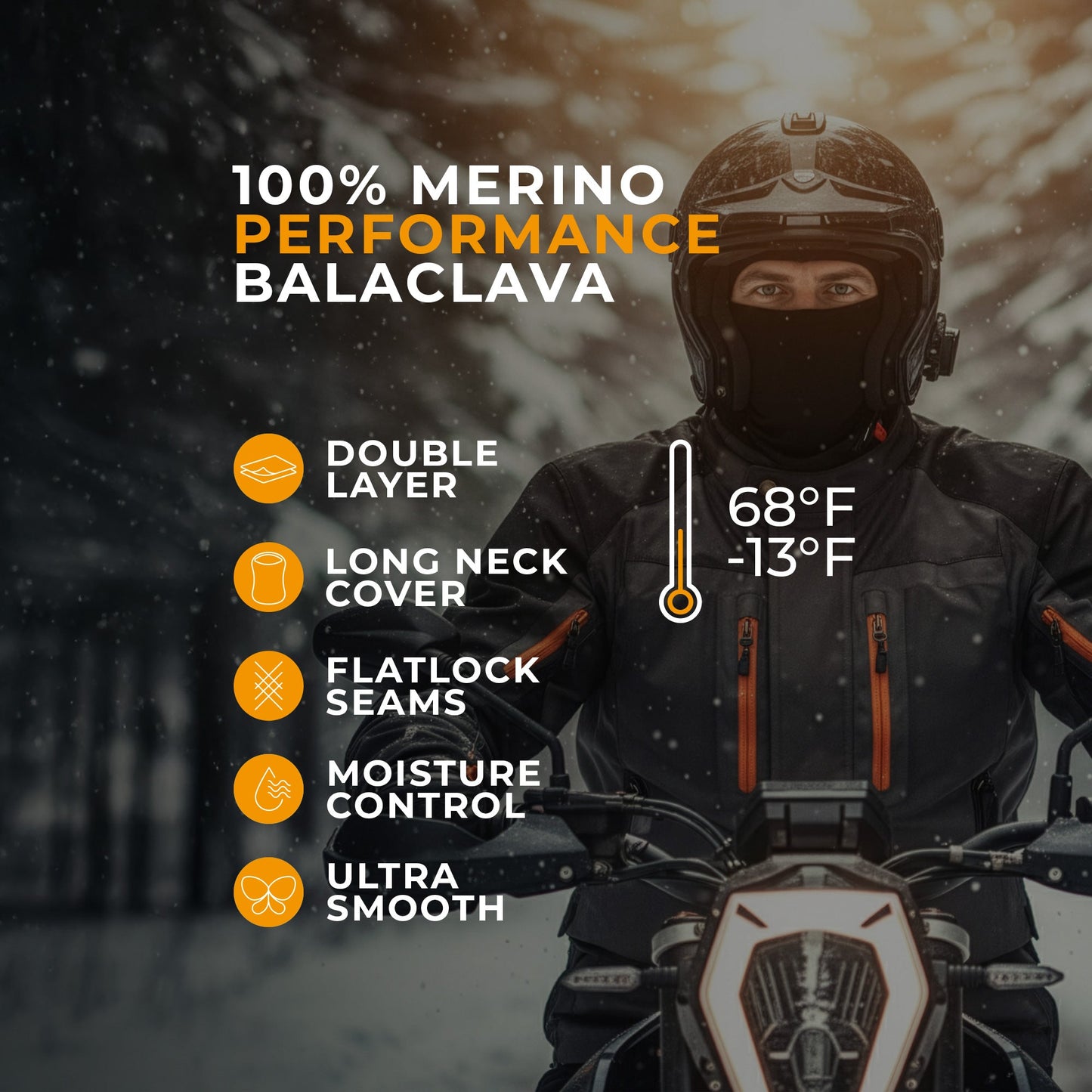Men's 100% Merino Wool Face Cover Balaclava