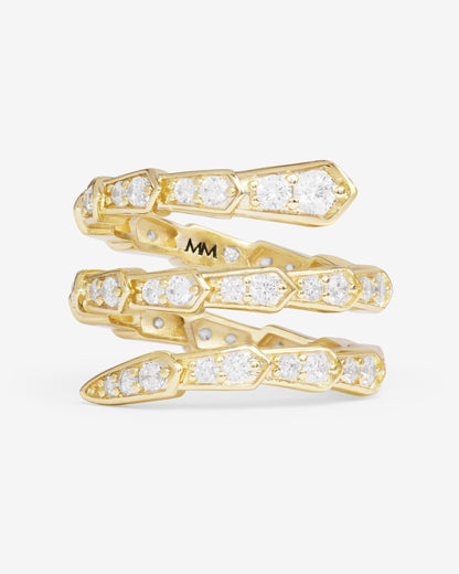 Pavé Serpent Spiral Ring - Gold|White Diamondettes