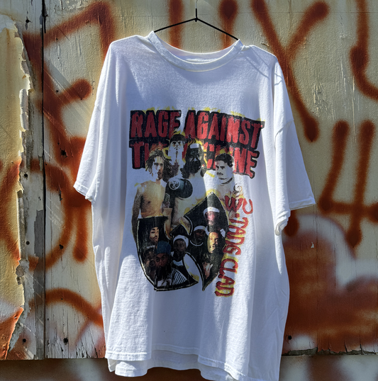 Ratm X Wu 1997 Tour Merch Rare Vintage Washed White T-Shirt