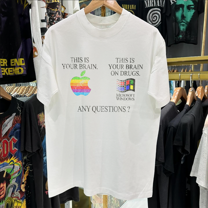 Brain On Drugs Computer Wars Vintage White T-Shirt