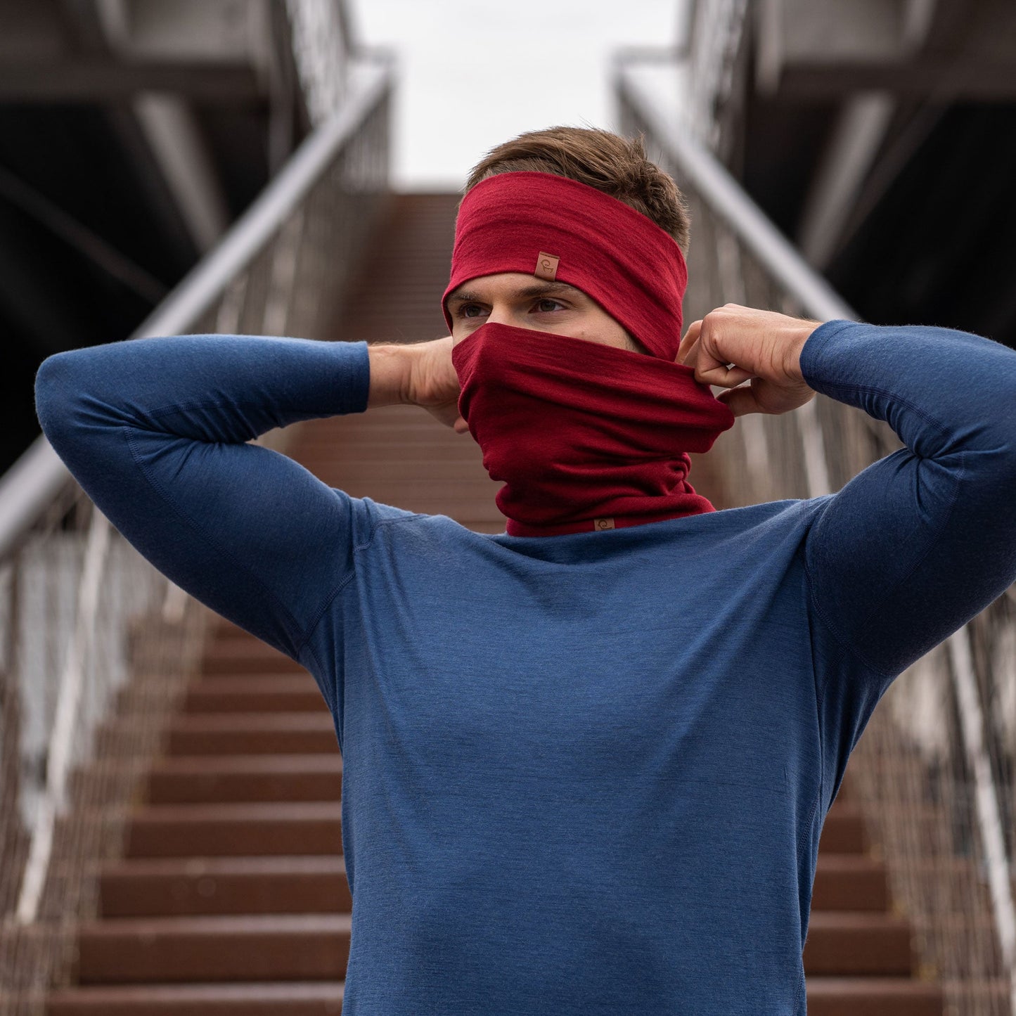 Men's Headband & Gaiter 2-Piece Royal Cherry