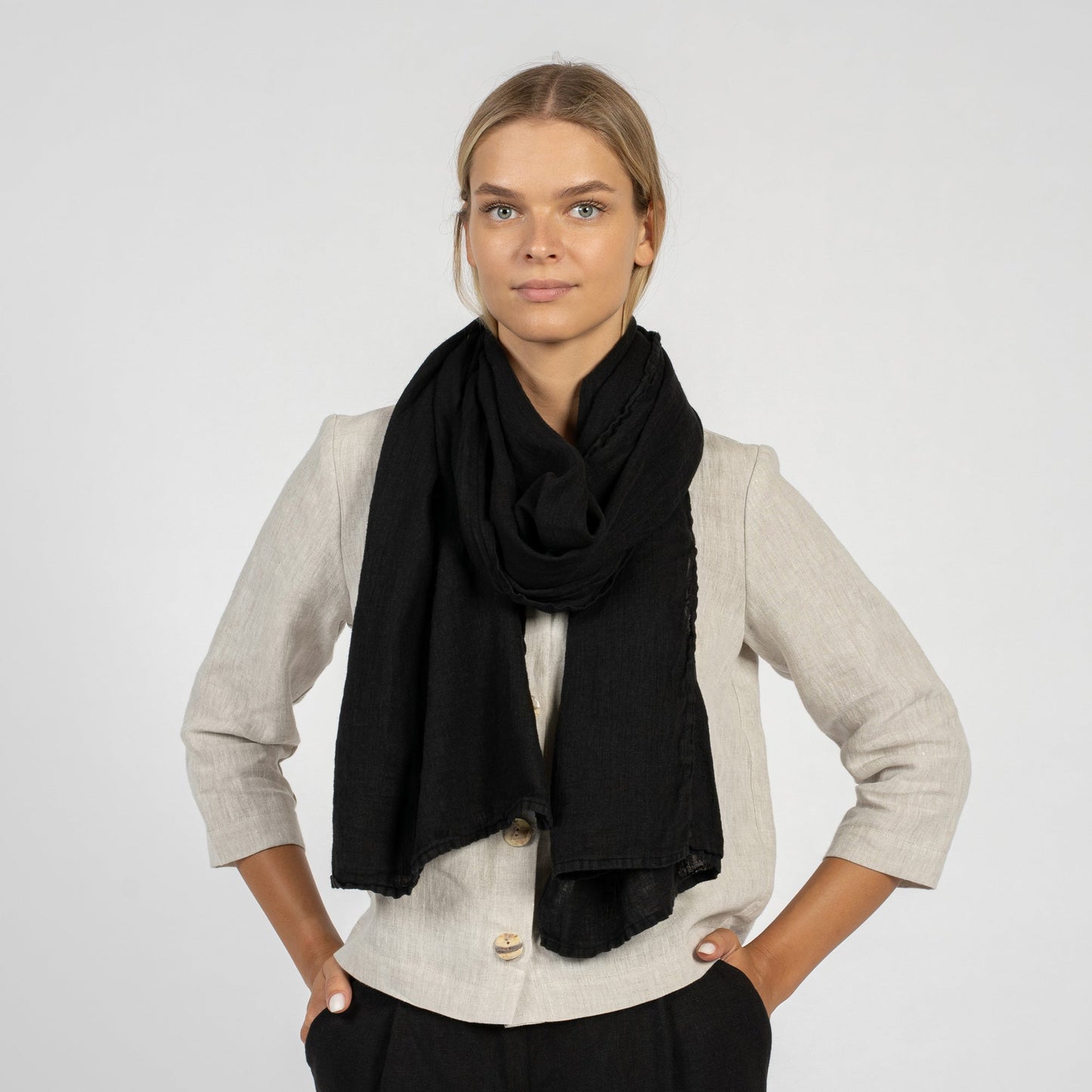 100% European Washed Linen Scarf