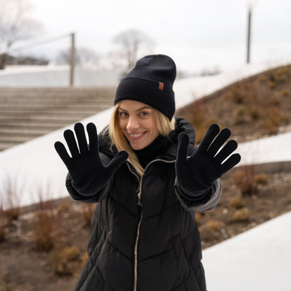 Women's Knit Beanie & Gloves 2-Piece