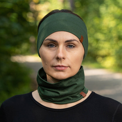 Women's Headband & Gaiter 2-Piece Dark Green