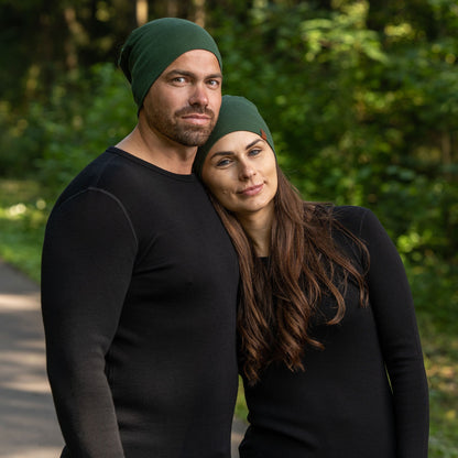 Unisex 100% Merino Beanie Dark Green