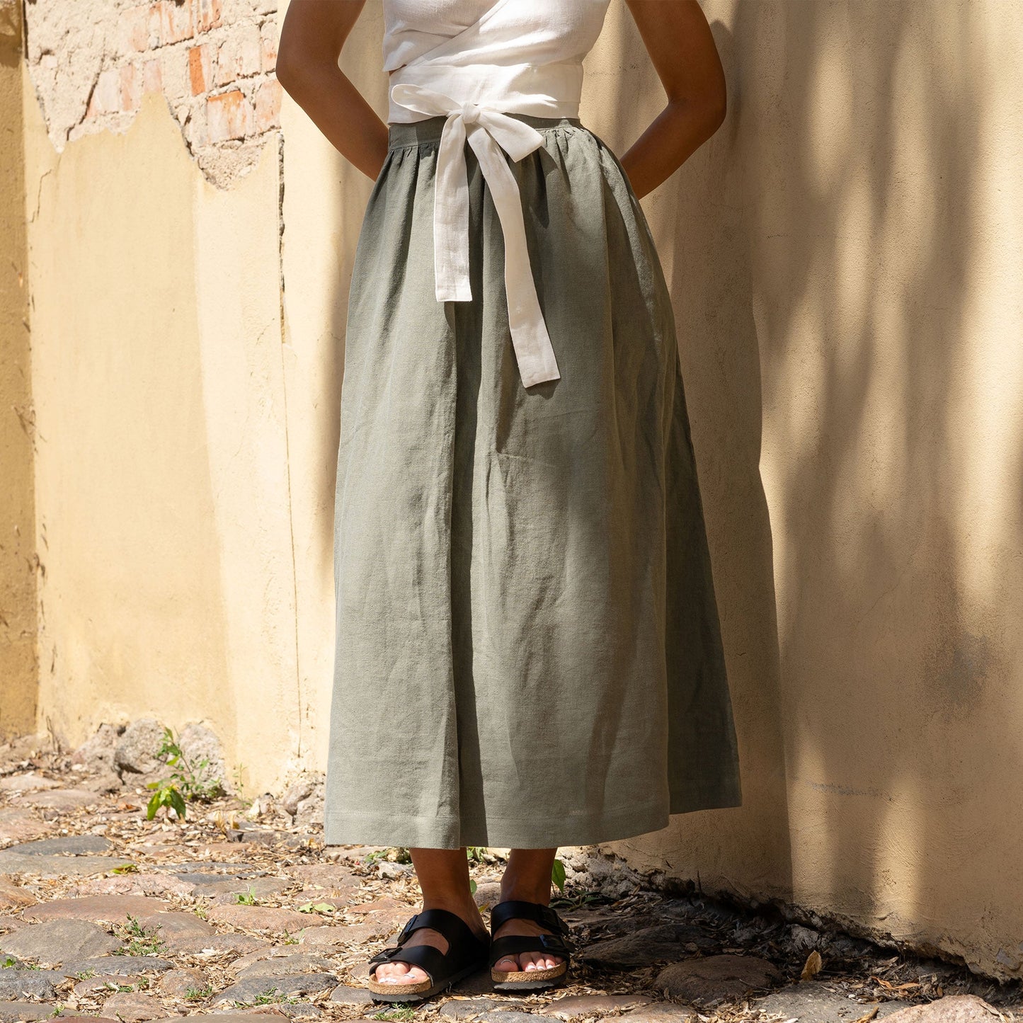 Linen Maxi Skirt with Pockets Sophia