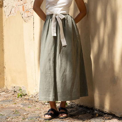 Linen Maxi Skirt with Pockets Sophia