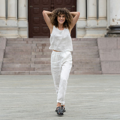 Linen Crop Top & Pants 2-Piece