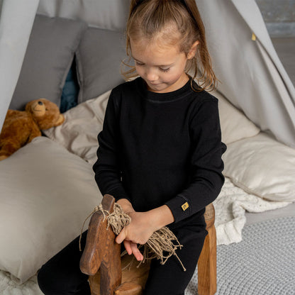 Kids' 250 Long Sleeve & Bottom 2-Piece Black