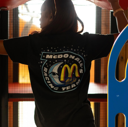Mcdonald's Racing Thru The Stars - 80's-90's Rare Black Vintage Washed T-Shirt