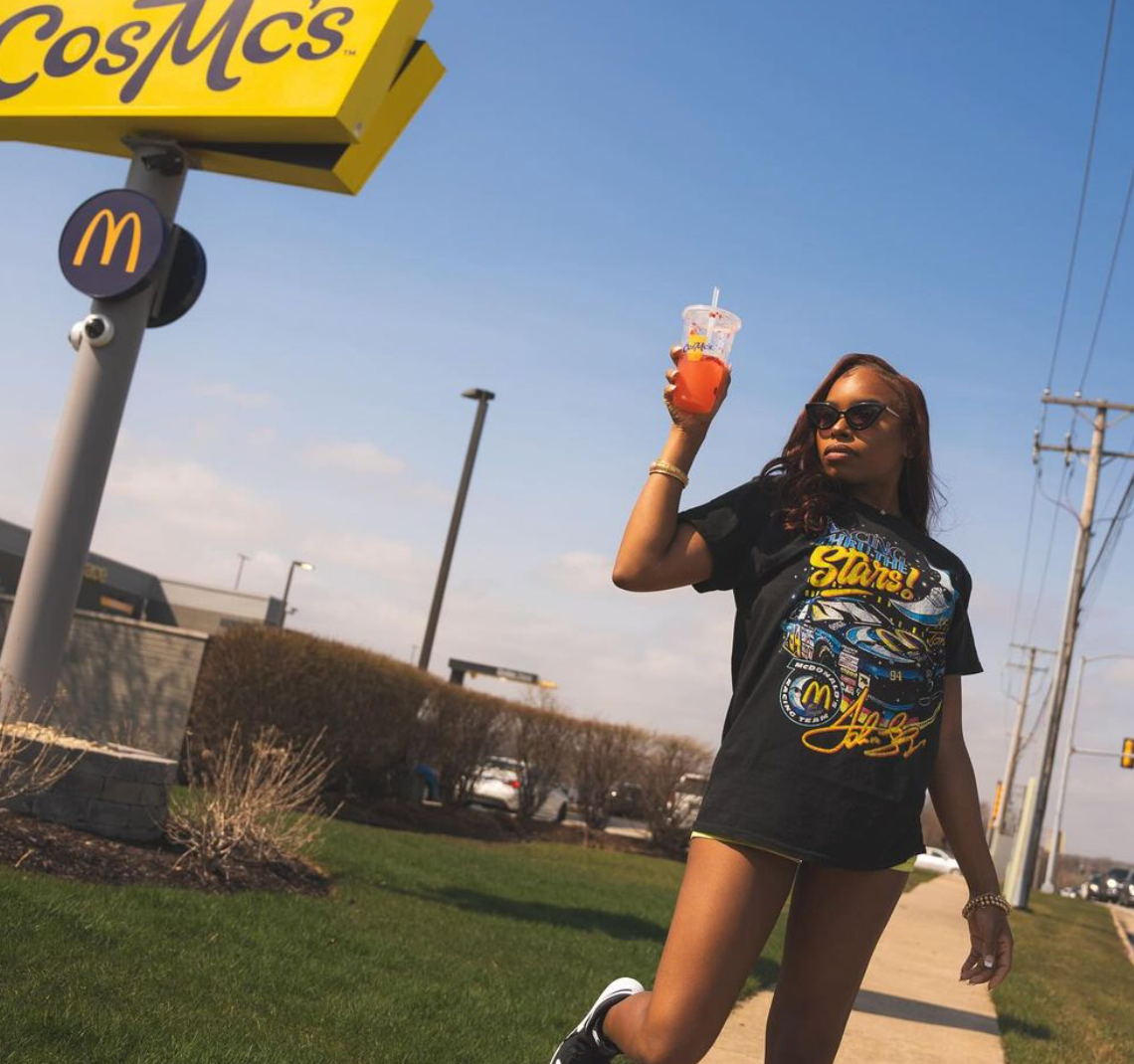 Mcdonald's Racing Thru The Stars - 80's-90's Rare Black Vintage Washed T-Shirt