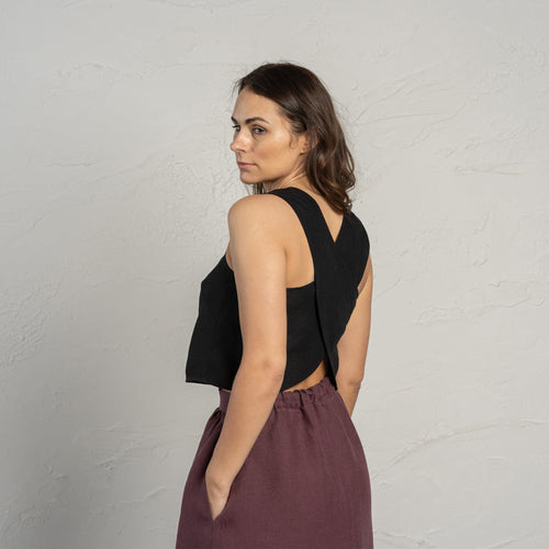 Cross Back Linen Top Serena