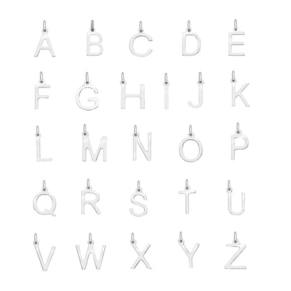 Solid White Gold Initial Letter Necklace