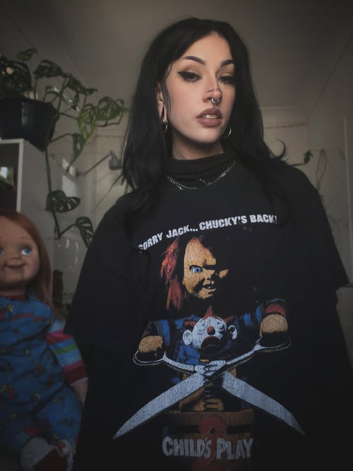 1990 Child's Play 2 Promo Rare Washed Black T-Shirt