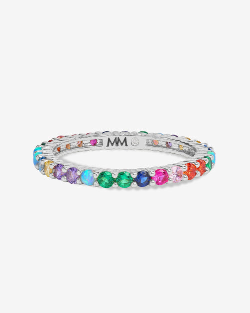 Heiress Ring 2mm - Silver|Multi Stone