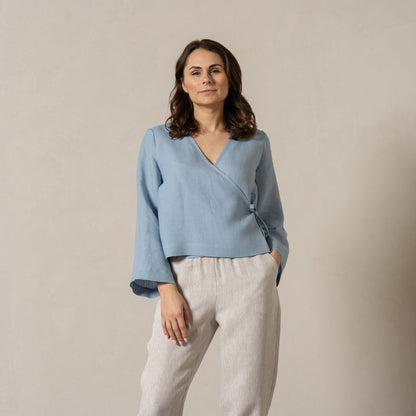 Linen Wrap Top Thea