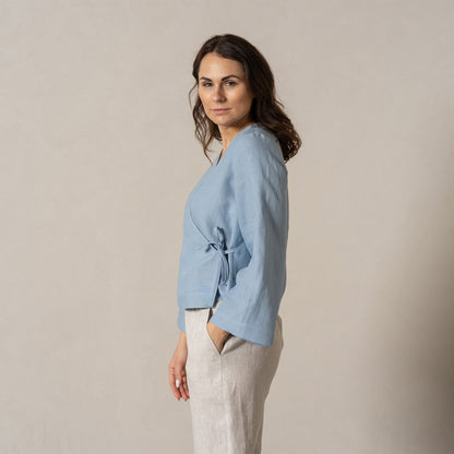 Linen Wrap Top Thea