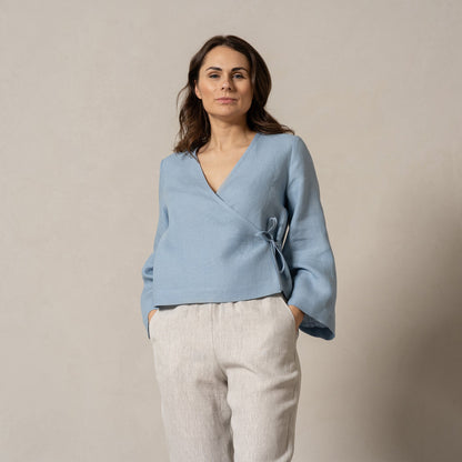 Linen Wrap Top Thea