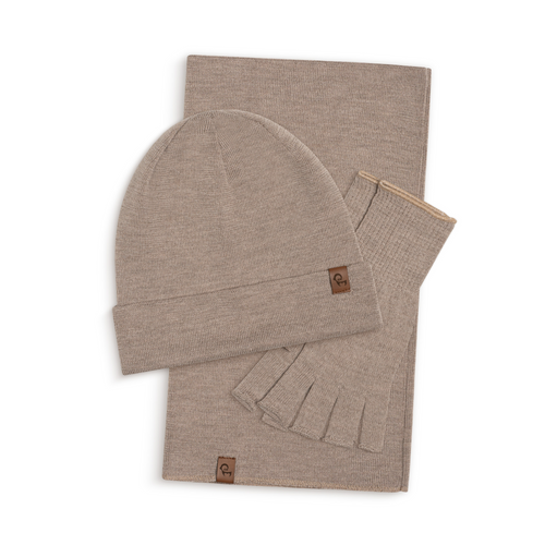 Men's Merino Wool Liner Beanie, Gaiter & Gloves 3-Piece