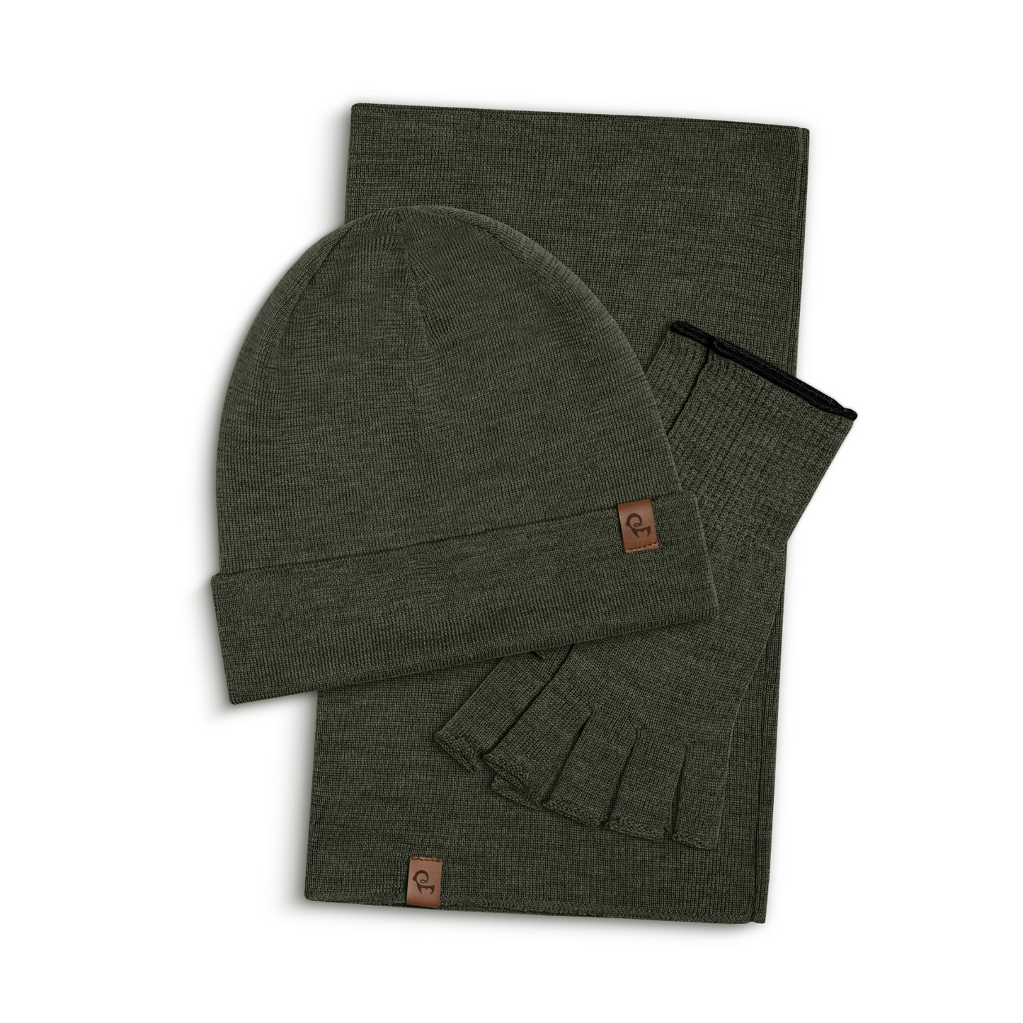 Men's Merino Wool Liner Beanie, Gaiter & Gloves 3-Piece