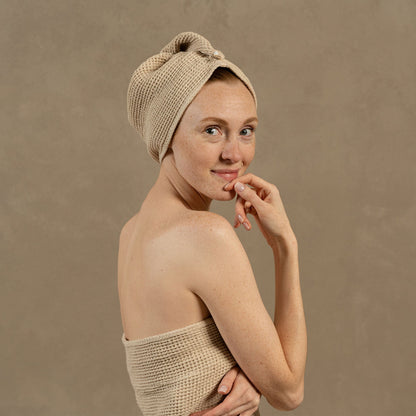 Waffle Washcloth & Hair Towel 2-Set