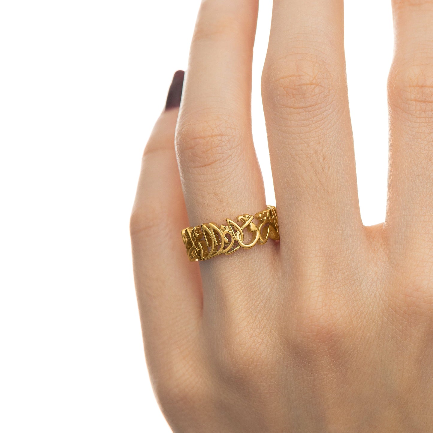 "Walk to Me and I'll Run to You" Calligraphy Ring