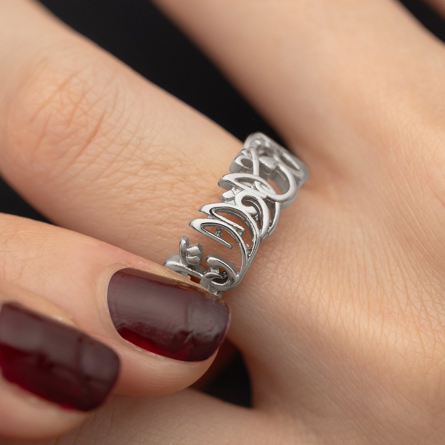 "Walk to Me and I'll Run to You" Calligraphy Ring