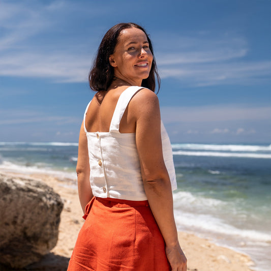 100% Linen Vacation Crop Top