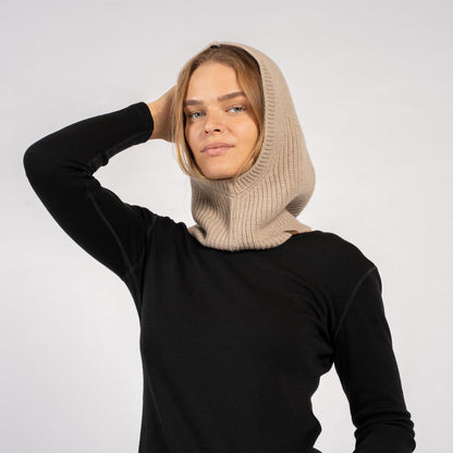 Women's Ribbed Hooded Cashmere Balaclava