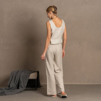 Linen Blouse with Side Ribbons Audrey