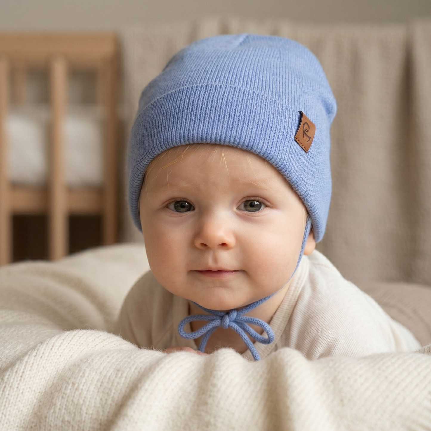 Baby Knit Beanie with Strings Cashmere Blend