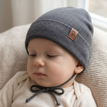 Baby Knit Beanie with Strings Cashmere Blend