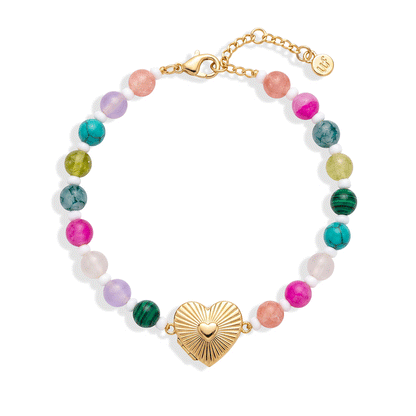 Personalized Semi-Precious Heart Locket Bracelet