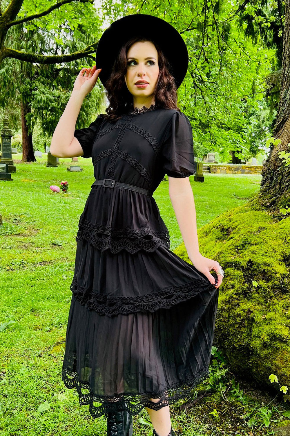 Annabel - Romantic Cottage Goth Tiered Dress