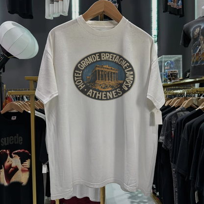 Rare Grand Bretagne Lampsa Hotel Washed White Tee