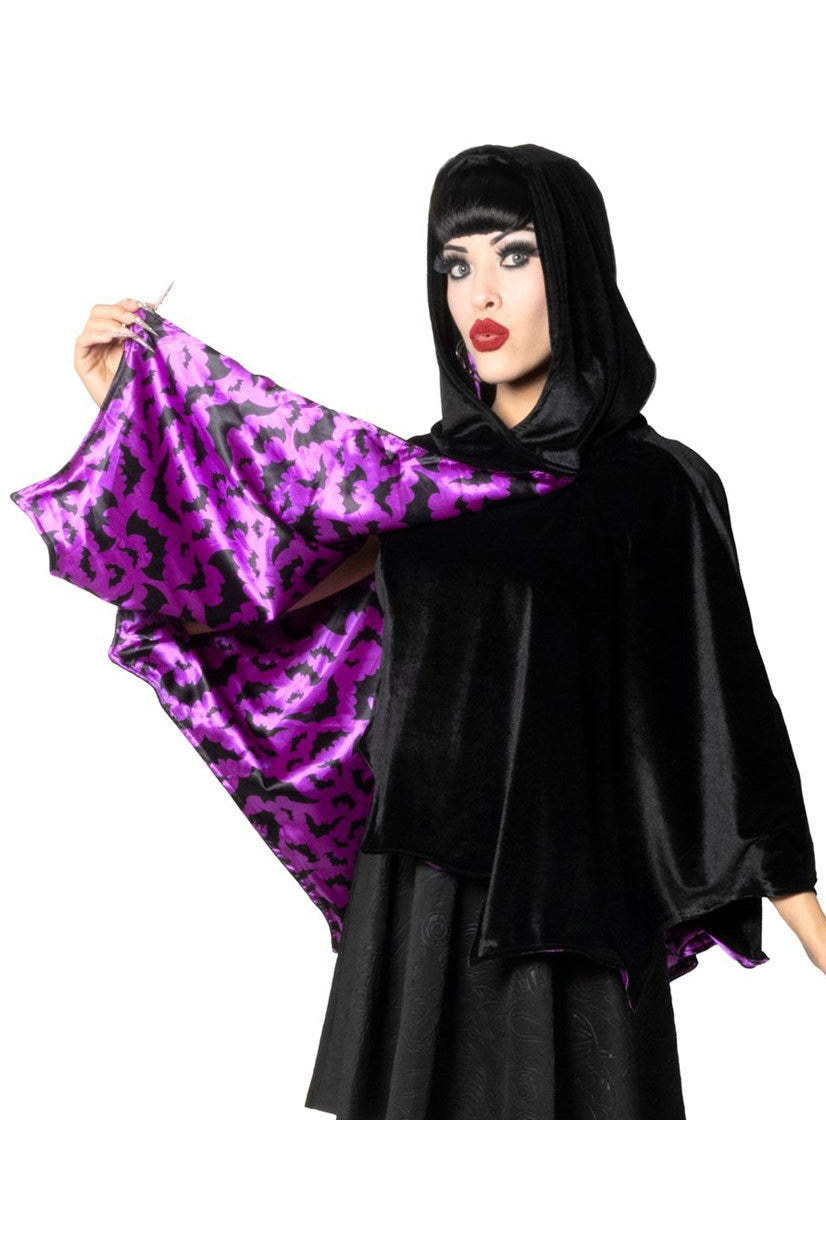 Bat Wing Velvet Purple Short Cape